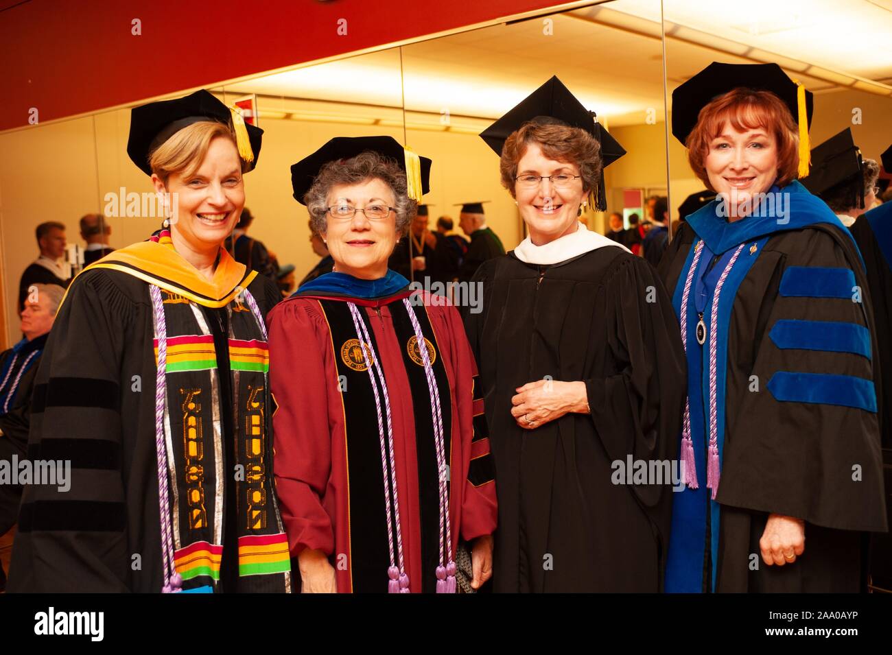 Students and faculty participate in a commencement or graduation ceremony at the Johns Hopkins University in Baltimore, Maryland, May 21, 2009. From the Homewood Photography collection. () Stock Photo