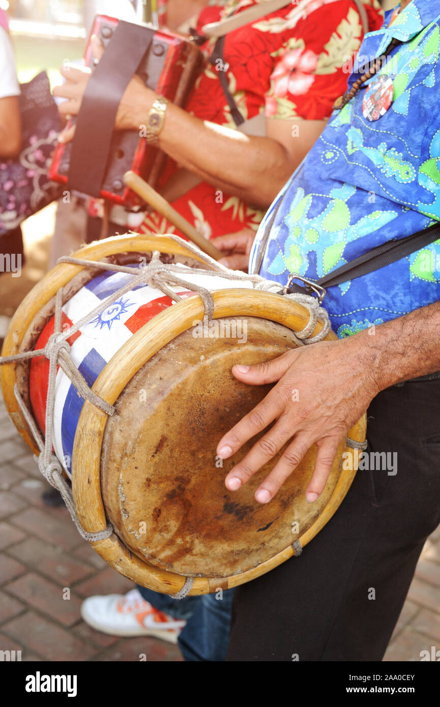 Street musicians in the Dominican Republic. Santo Domingo Stock Photo
