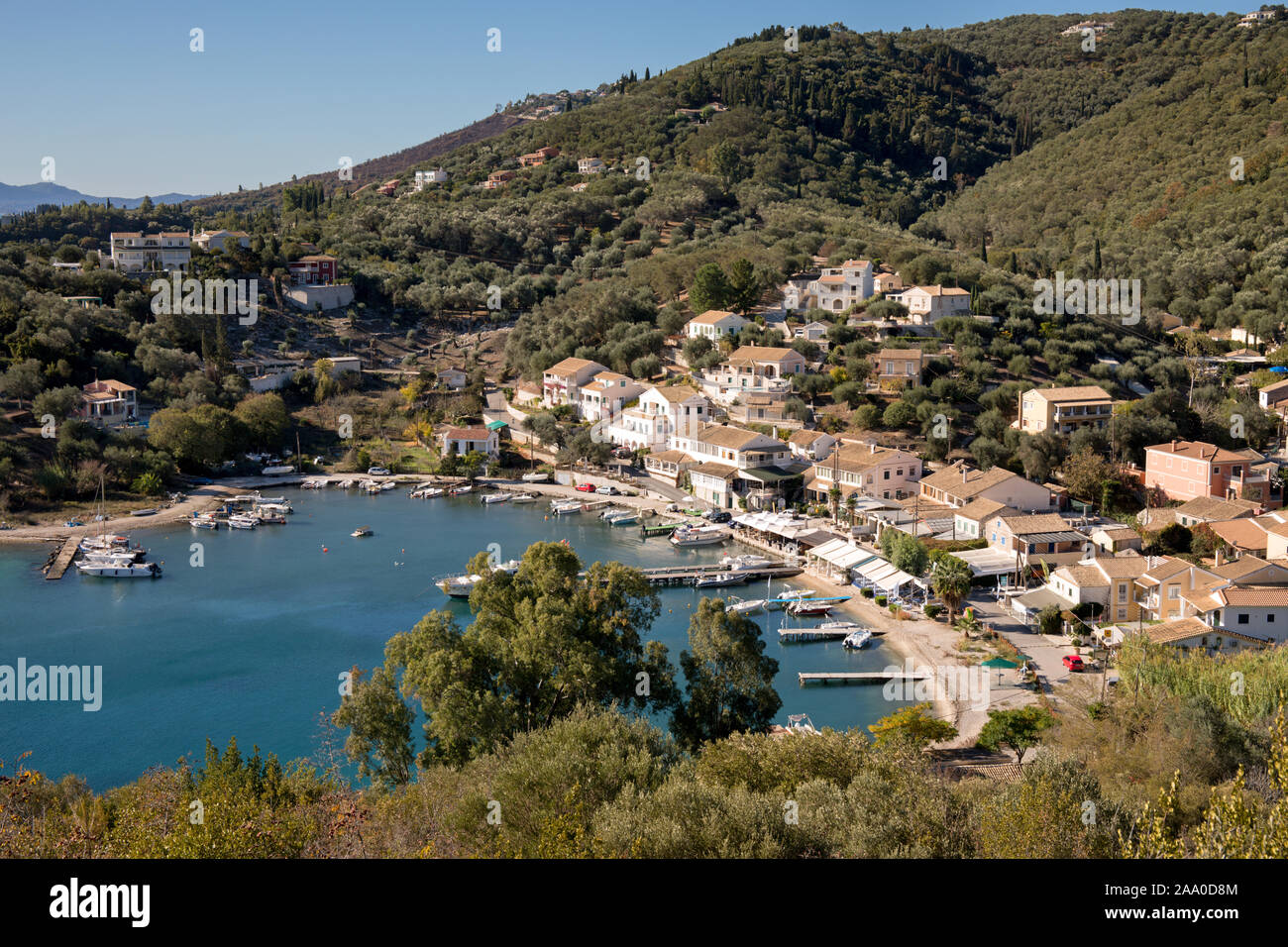 Agios Stefanos Harbour, on the Northern Coast of Corfu, Greece Stock Photo