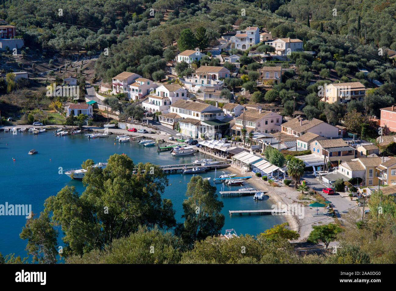 Agios Stefanos Harbour, on the Northern Coast of Corfu, Greece Stock Photo