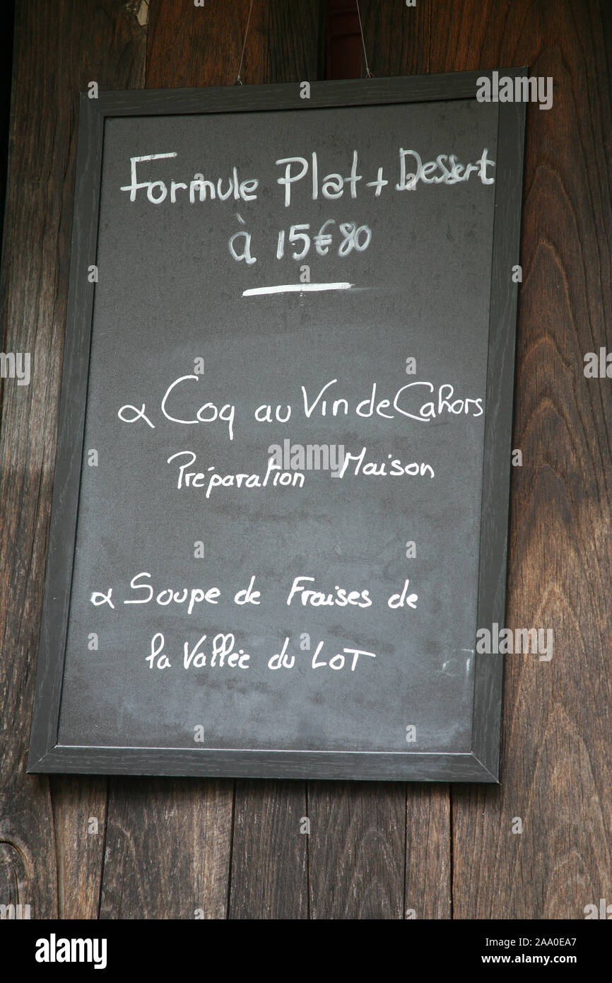 Menu of the Day Cahors France Stock Photo
