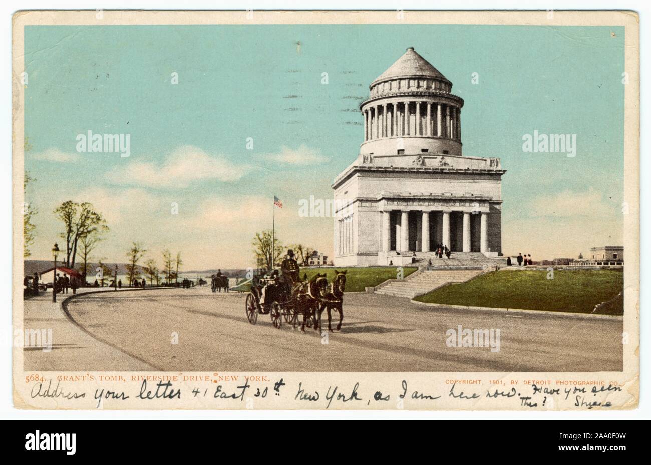 Engraved postcard of the General Grant National Memorial at Riverside Drive and West 122nd Street, Morningside Heights, Manhattan, New York City, published by Detroit Photographic Co, 1901. From the New York Public Library. () Stock Photo