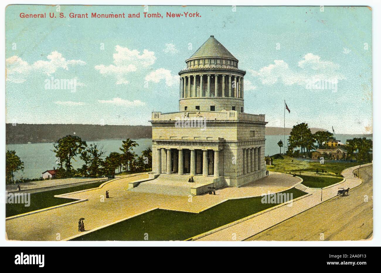Engraved postcard of the General Grant National Memorial at Riverside Drive and West 122nd Street, Morningside Heights, Manhattan, New York City, 1908. From the New York Public Library. () Stock Photo