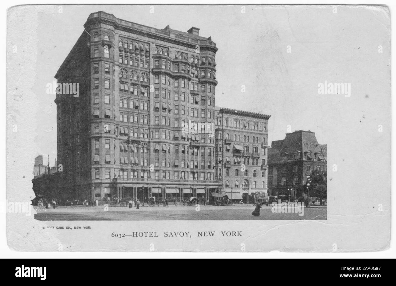 Engraved postcard of the Hotel Savoy in New York City, published by Souvenir Post Card Co, 1910. From the New York Public Library. () Stock Photo