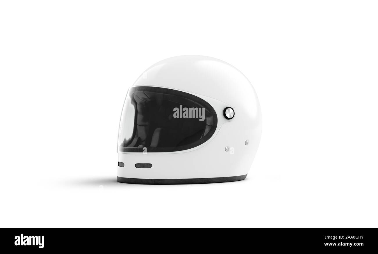 Blank white motorcycle helmet with glass mockup isolated Stock Photo