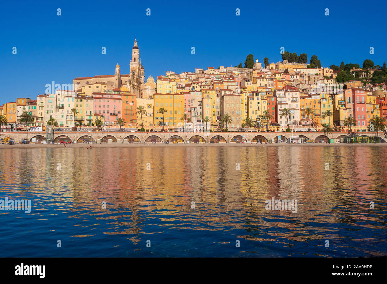 View on Menton in French Riviera Stock Photo