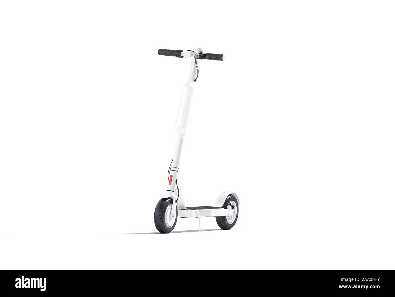 Blank white electric scooter with banner mockup isolated Stock Photo