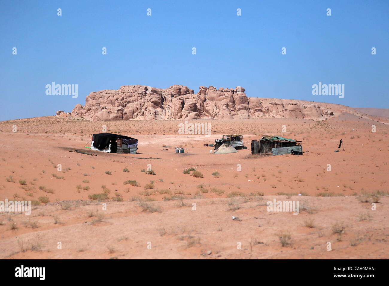 Bedouin camp, Desert Highway, Jordan, Middle East Stock Photo