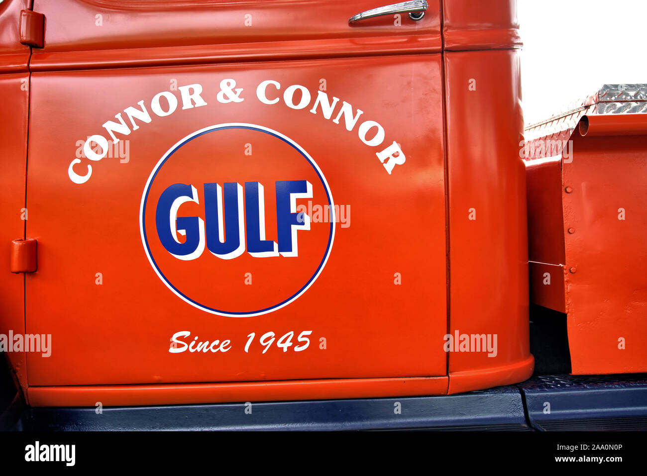 Restored vintage, classic and muscle cars on display at an automobile