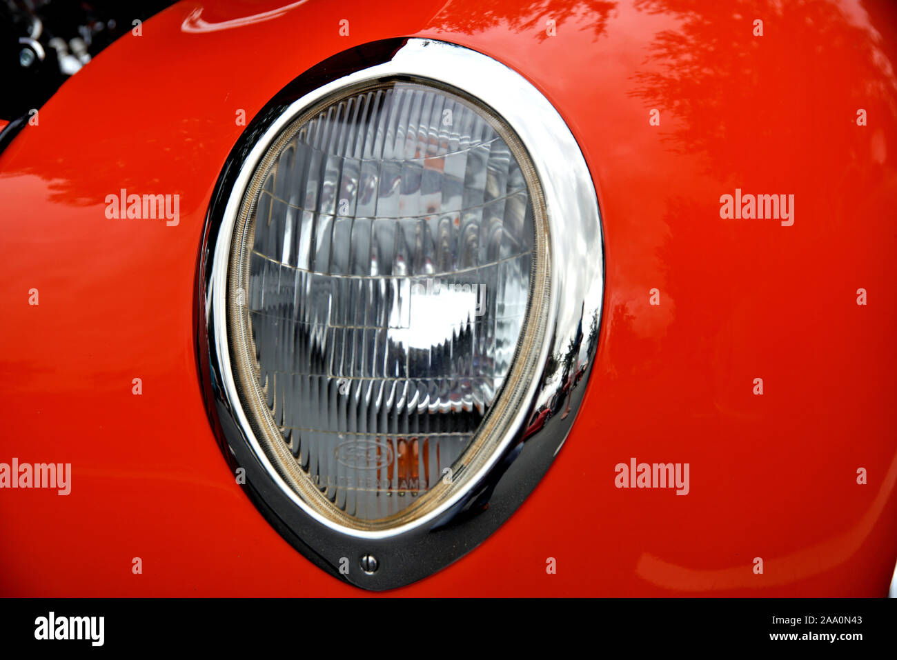 Restored vintage, classic and muscle cars on display at an automobile