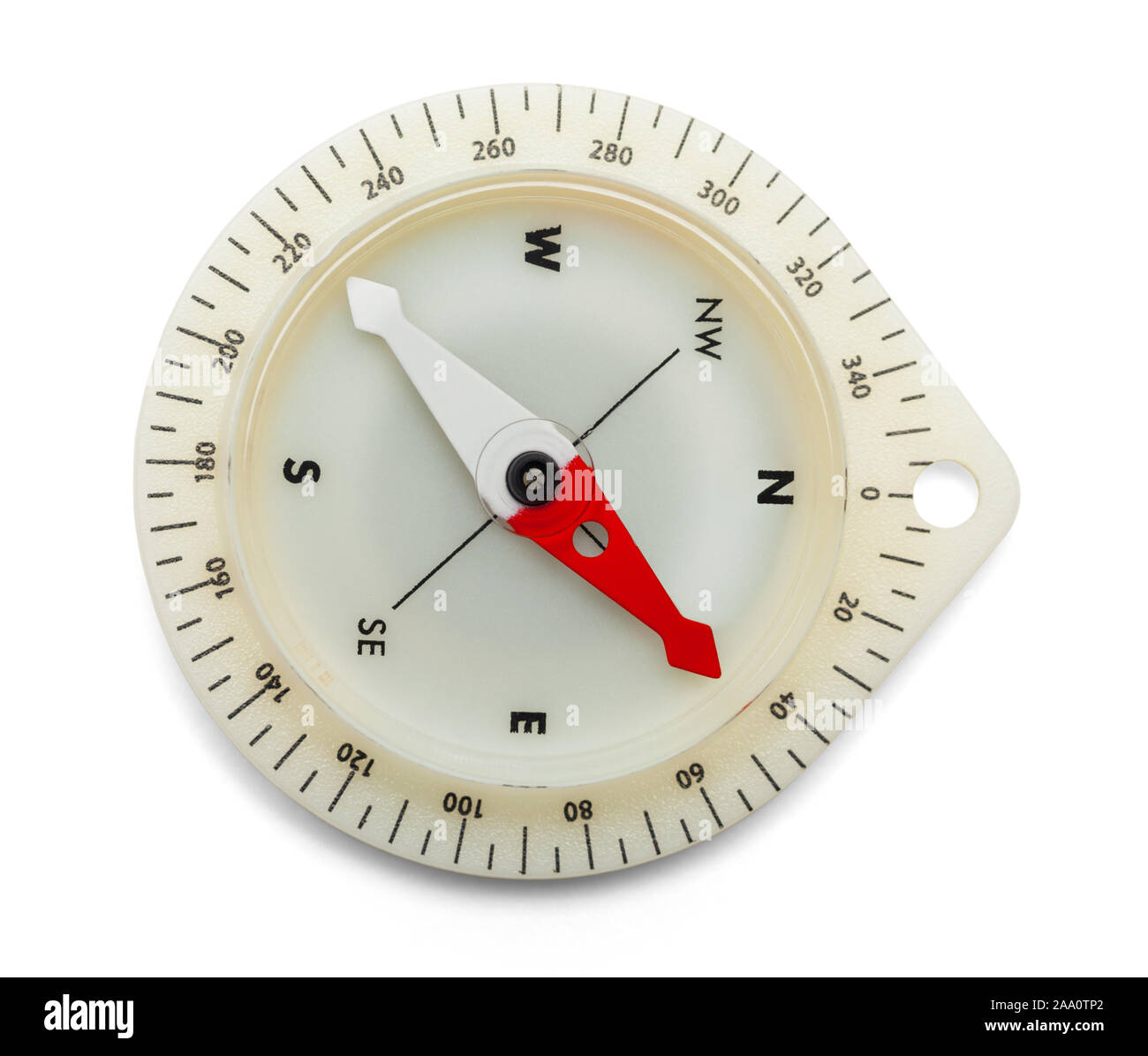 White Comapss Top View Isolated on a White Background. Stock Photo