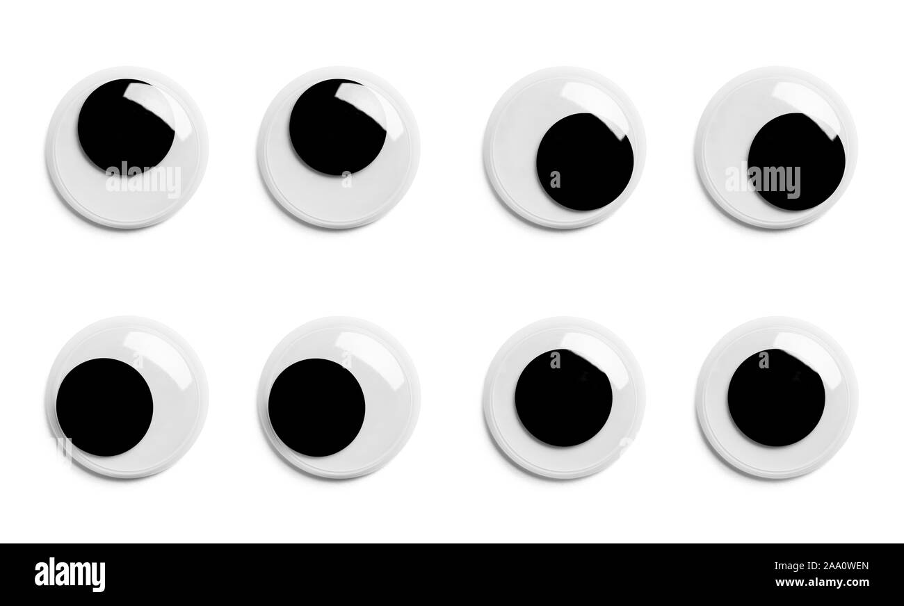 Various Pairs of Googly Eyes Isolated on White Background Stock Photo