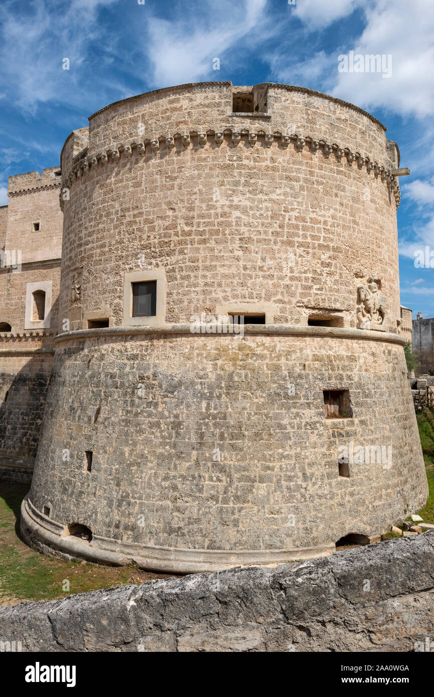 Exterior of Castello de’ Monti in Corigliano d'Otranto, Apulia (Puglia) in Southern Italy Stock Photo