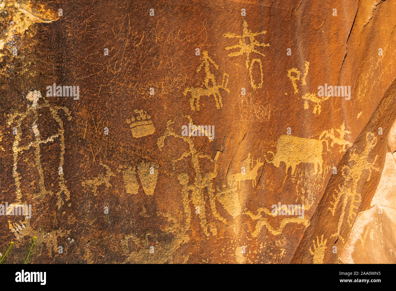 Newspaper Rock Petroglyphs, Canyonlands, Utah Stock Photo