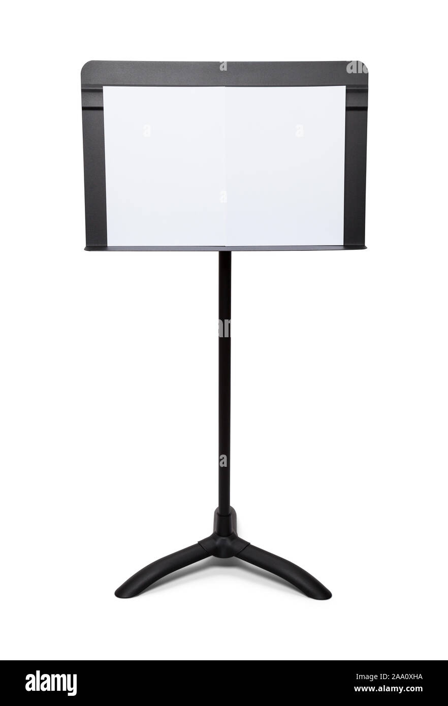 Music Stand with Blank Paper Isolated on White Back Ground. Stock Photo