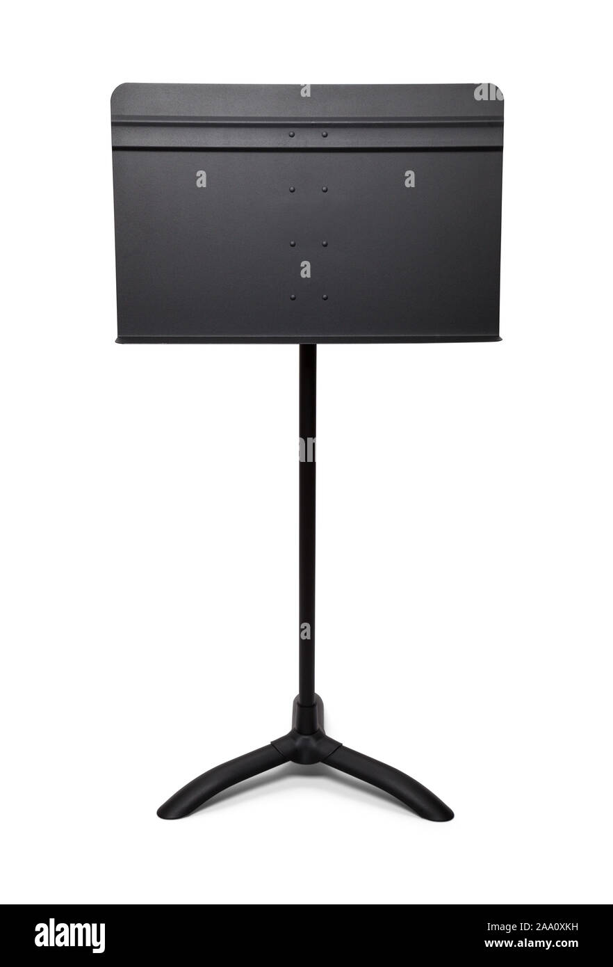 Black Music Stand Front View Isoated on White Background. Stock Photo