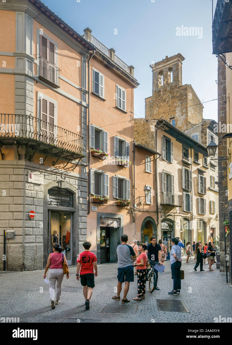Corso Cavour, main street in the medieval hilltop town of Orvieto, Umbria, Italy Stock Photo