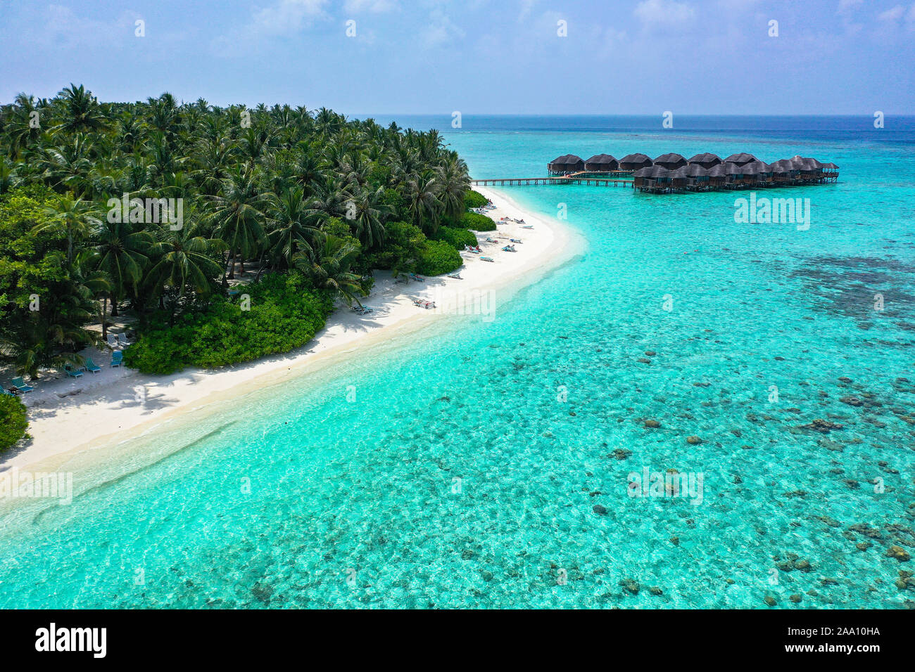Aerial view with drone of an tropical exotic island paradise with ...