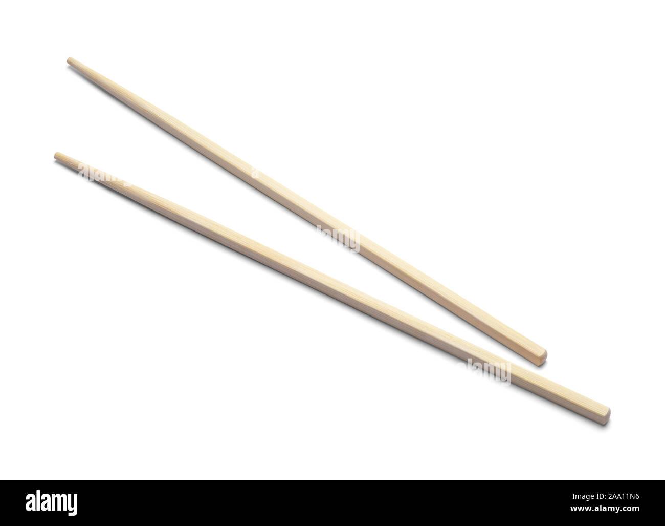 Pair of Bamboo Chopsticks Isolated on White Background. Stock Photo