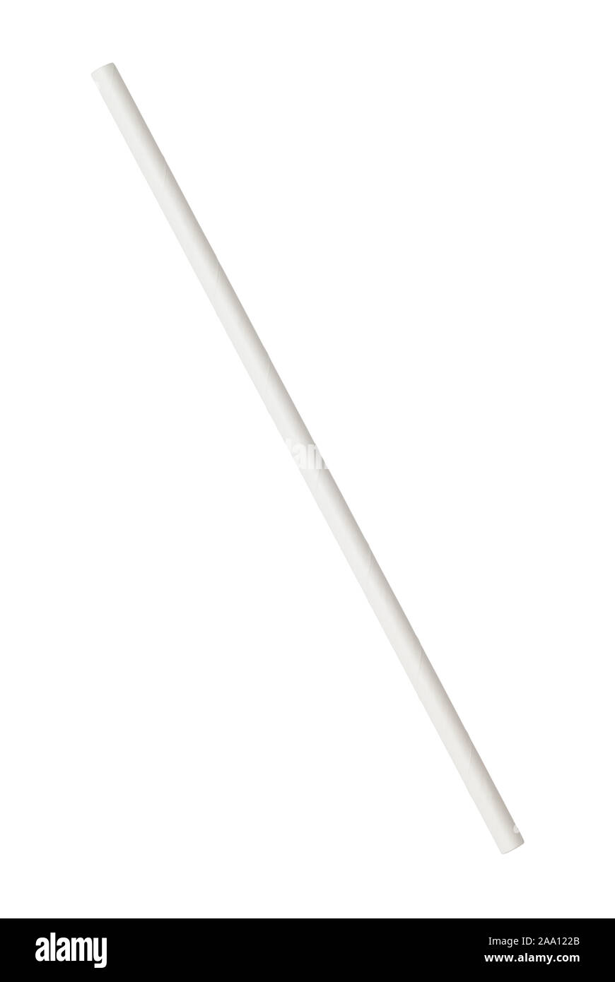 White Paper Drinking Straw Isolated on White Background. Stock Photo