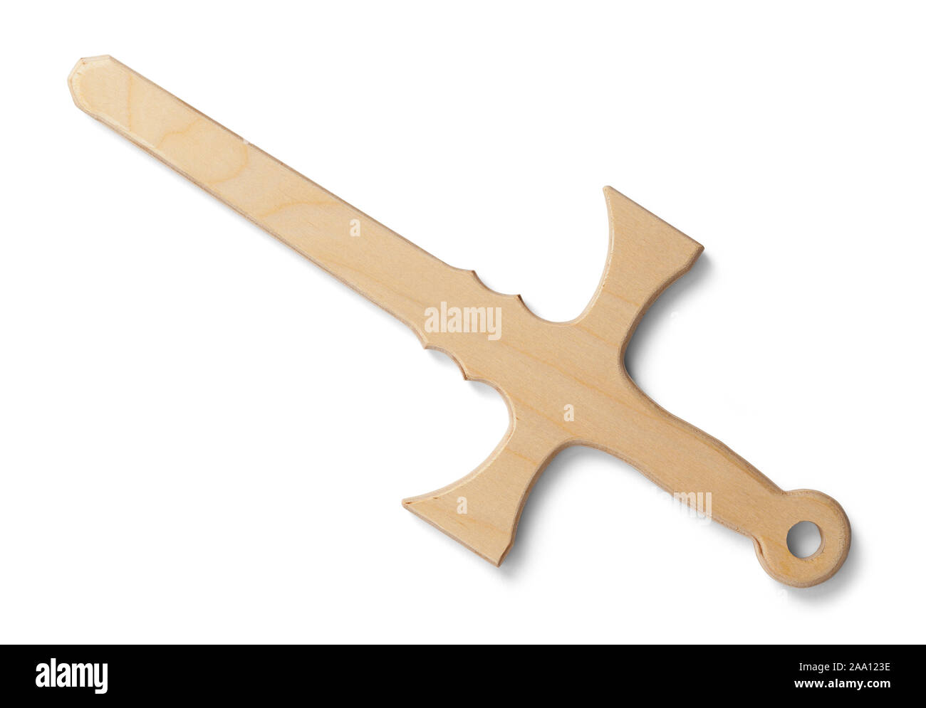 Wooden Toy Sword Isoated on White Background. Stock Photo