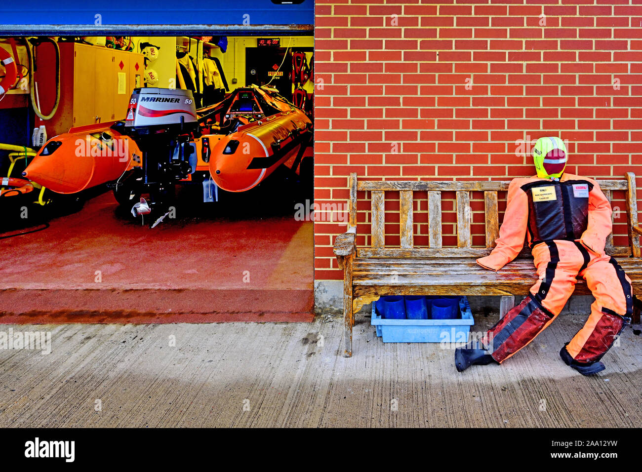 RNLI man overboard dummy resting Stock Photo Alamy