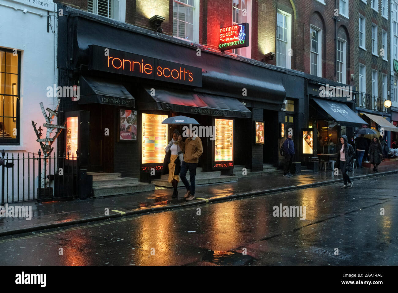 The famous Ronnie Scott's jazz club, Frith street, Soho, London, UK Stock Photo