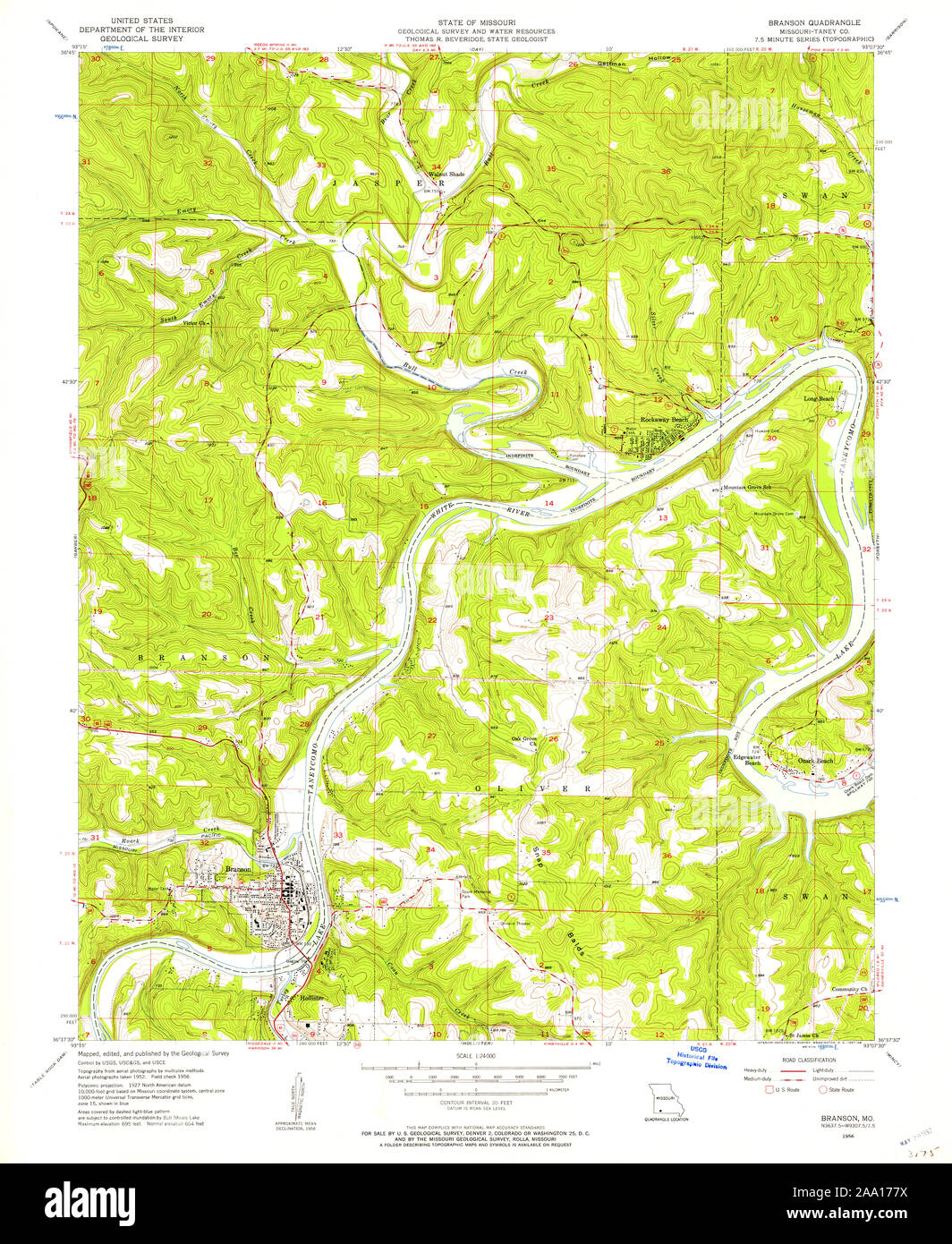 1956 Missouri Highway Map Branson Missouri Map High Resolution Stock Photography And Images - Alamy