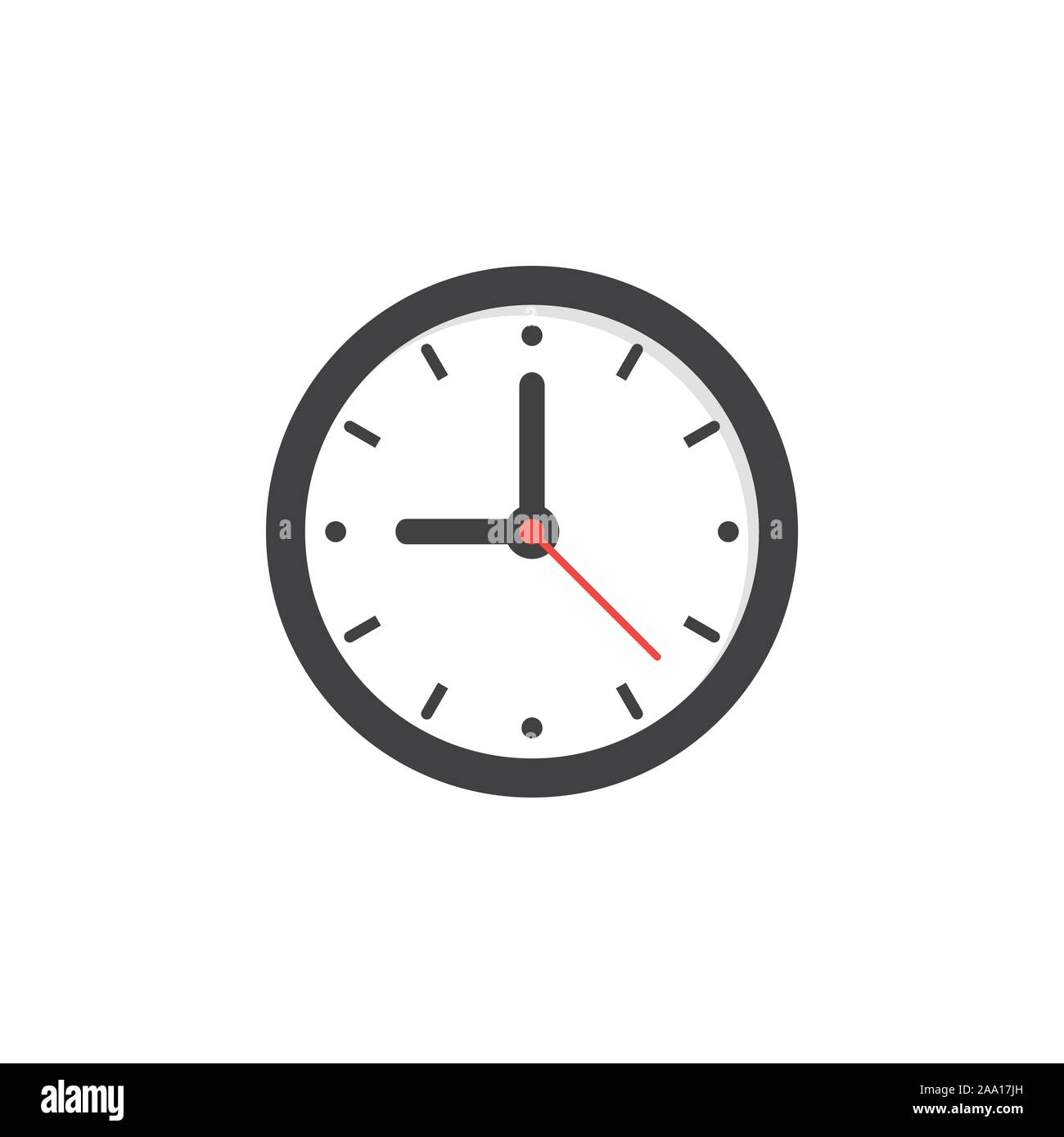Simple round clock in classic style. Button icon. Vector illustration