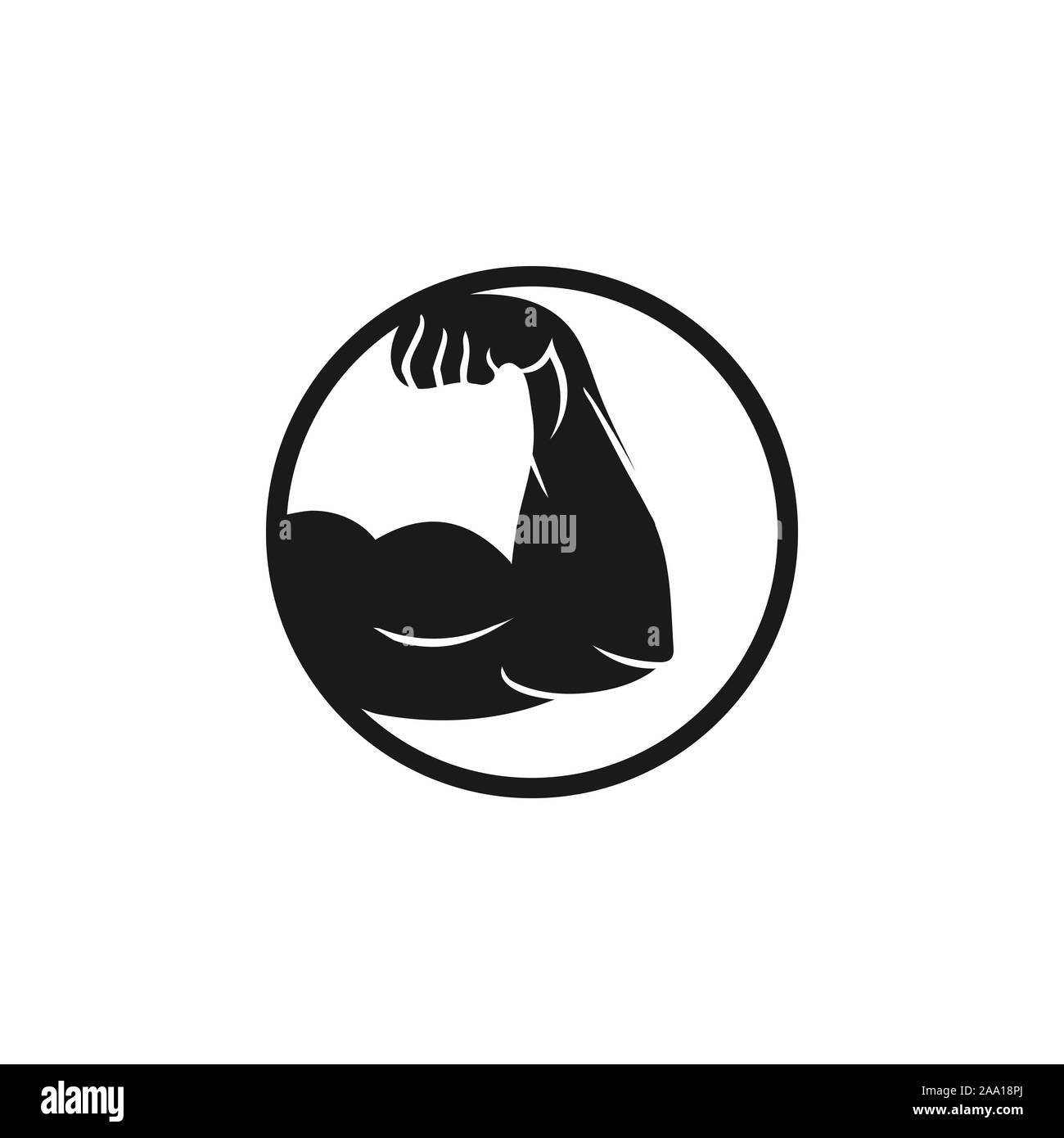 Muscle arm icon flat illustration. Bicep bodybuilder muscular biceps. Stock Vector