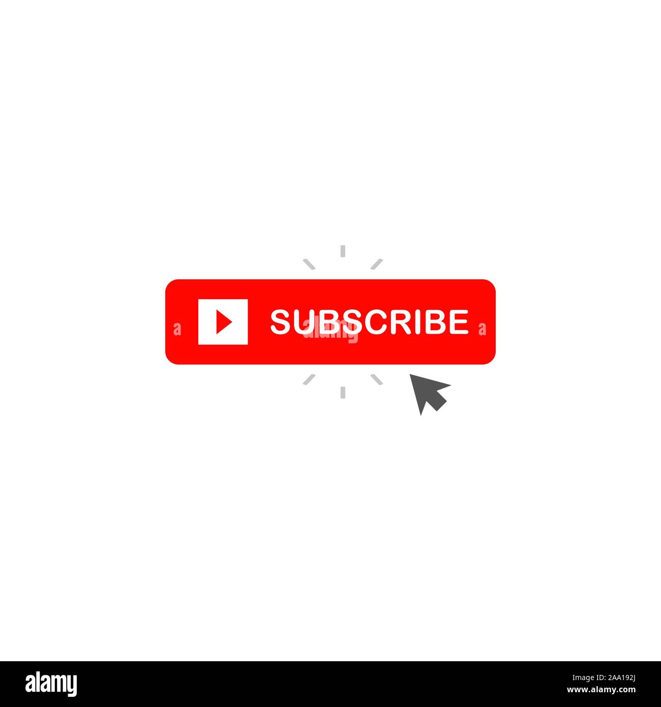 Subscribe red button on white background. Pointer icon. Flat vector ...