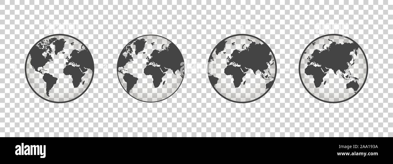 Set of transparent globes. Earth transparent style. 3d icon with set ...