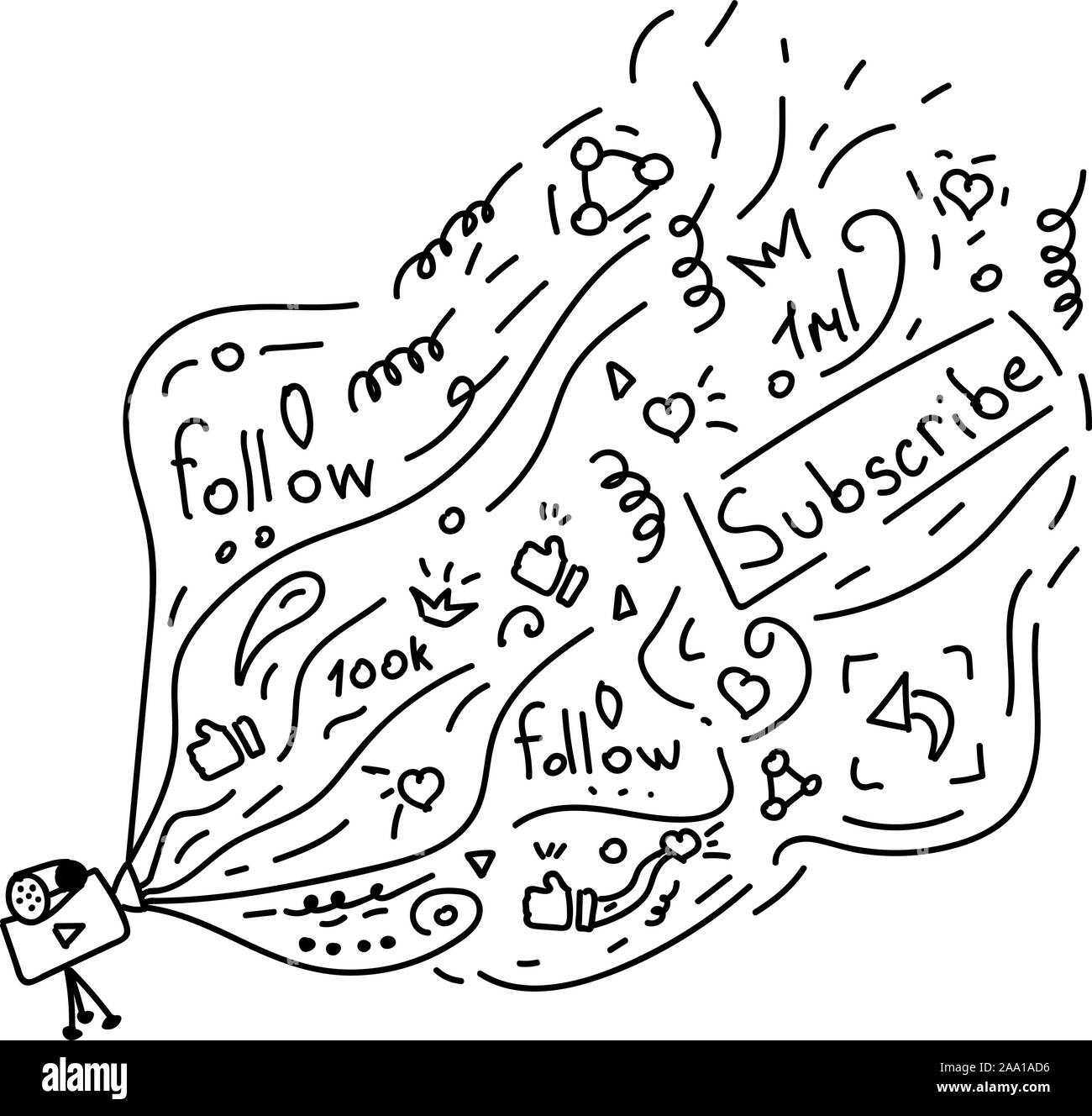 Hand draw illustration in doodle style. Social media art. Vector illustration Stock Vector Image