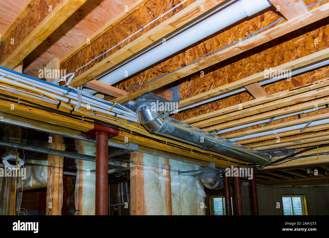 Electrical wiring installed in residential home contruction in the