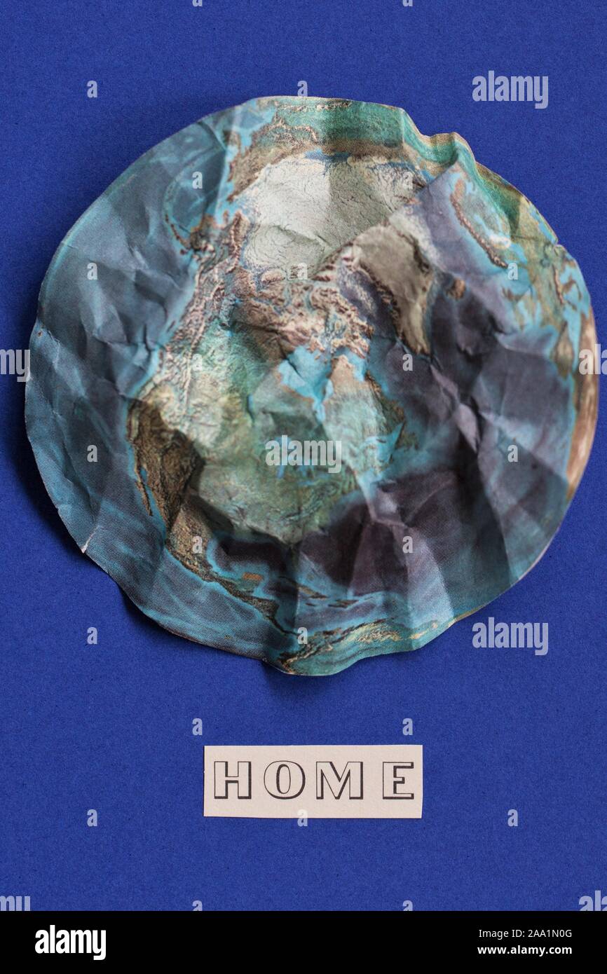 A crumpled paper earth. Stock Photo
