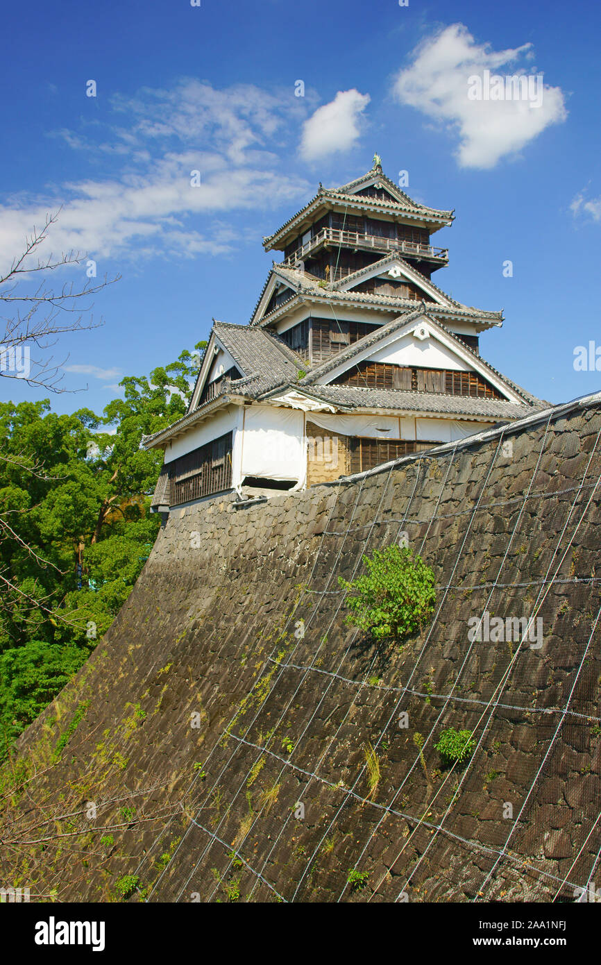 Uto Oar, Kumamoto Castle suffered from Kumamoto Earthquake Stock Photo