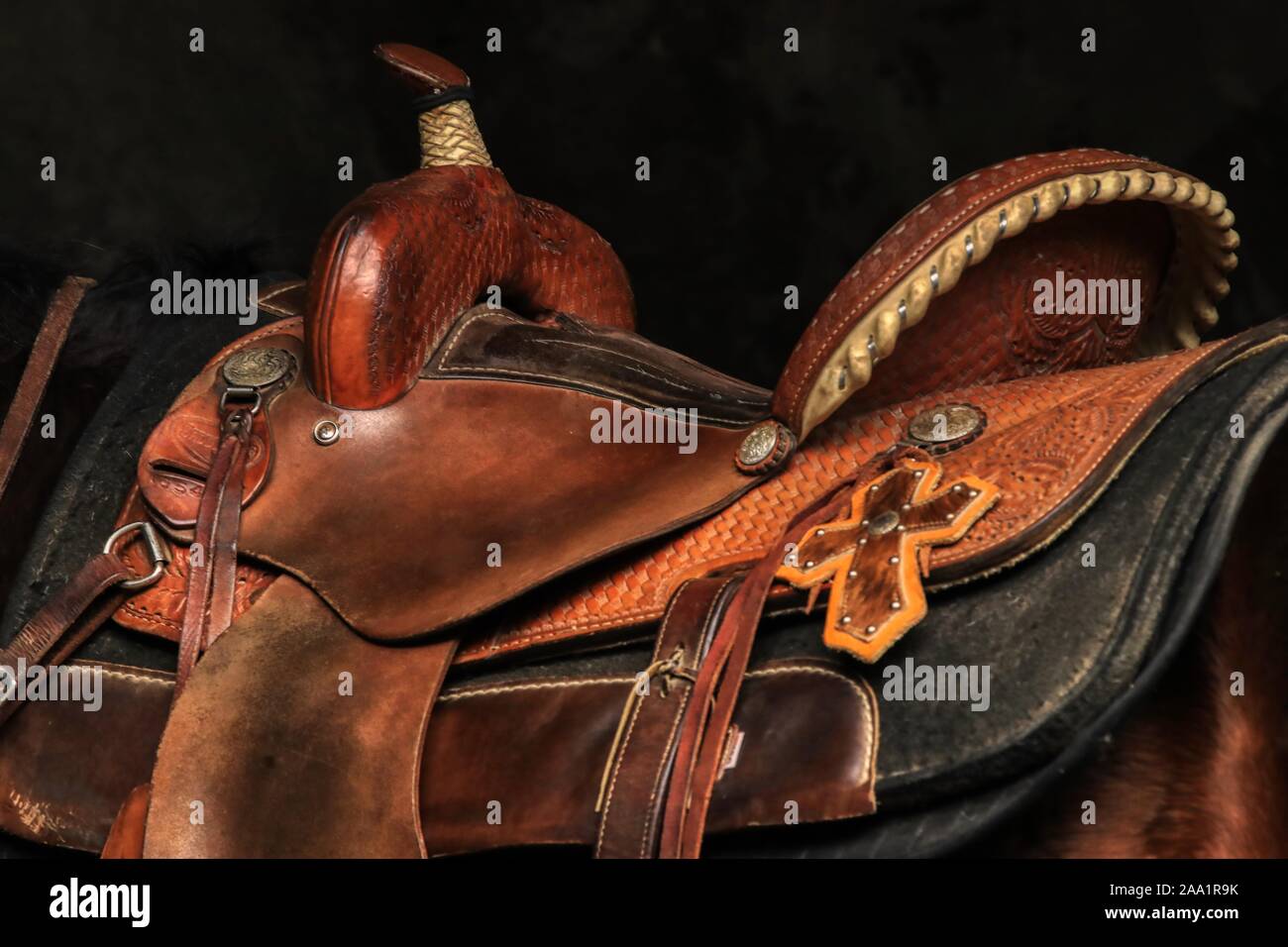 Western Ranch Saddle Stock Photo Alamy