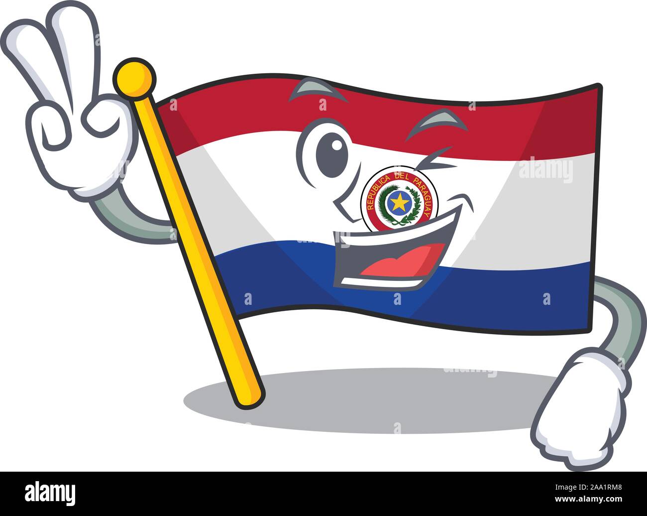Cartoon flag paraguay isolated in two finger character Stock Vector