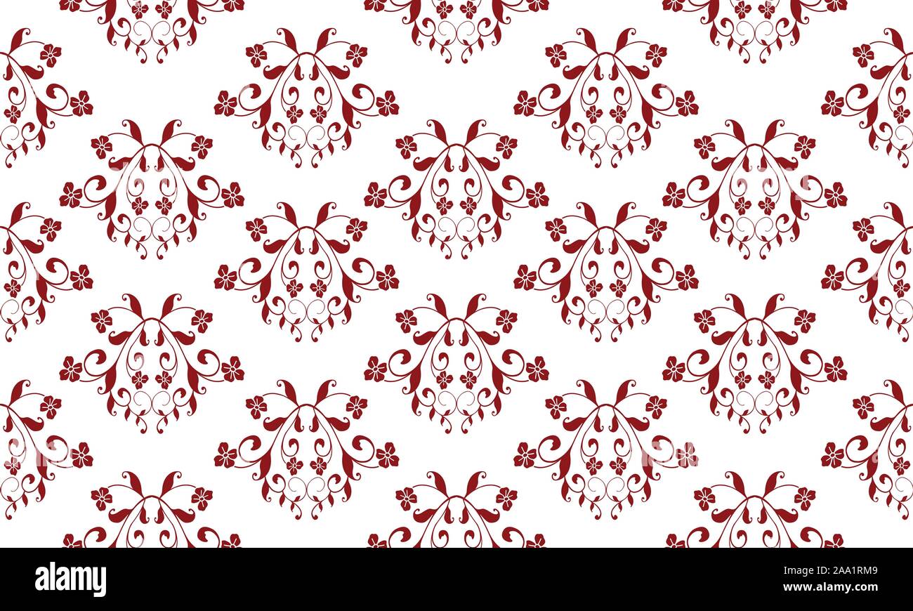 Seamless floral pattern background blooms, red leaf flower texture ...