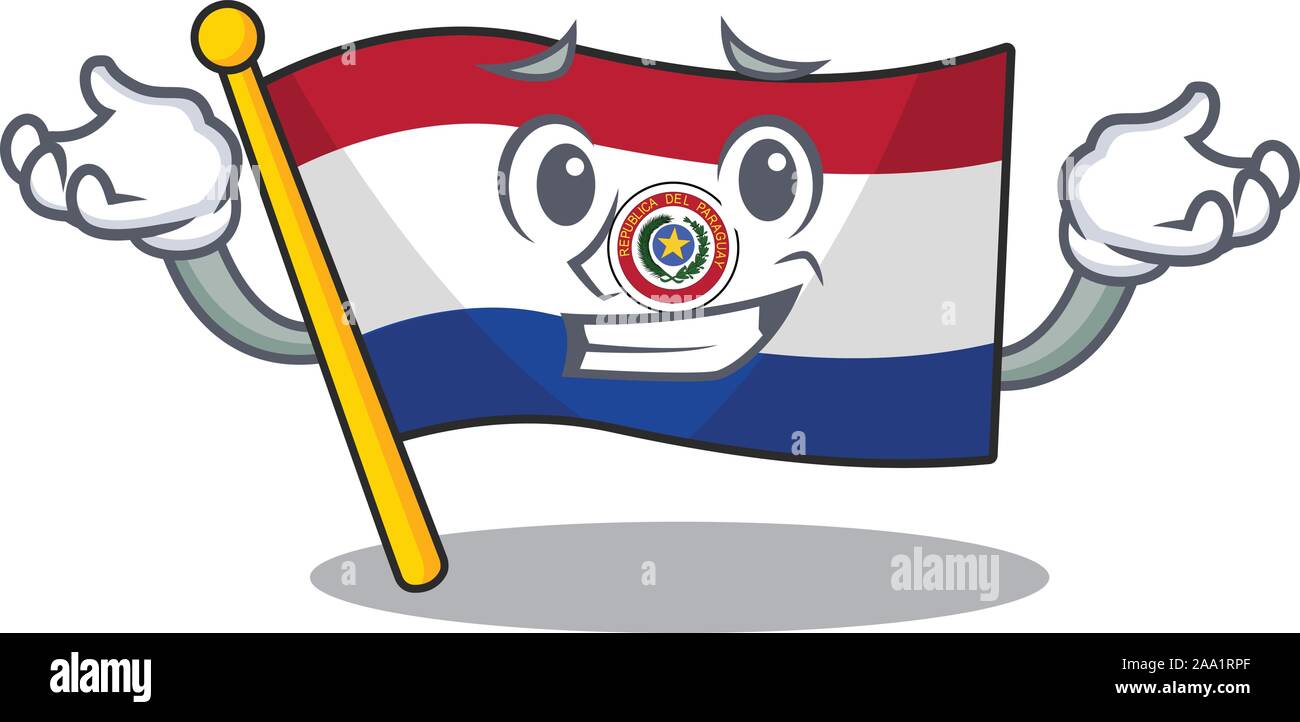 Cartoon flag paraguay isolated in grinning character Stock Vector