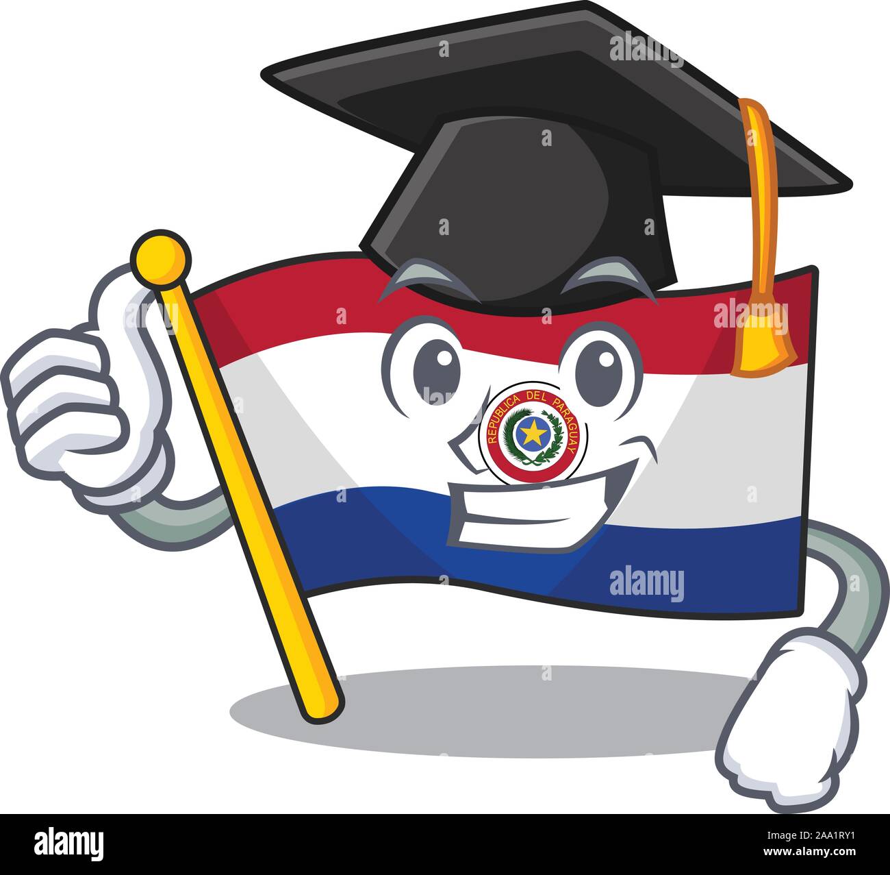 Cartoon flag paraguay isolated in graduation hat character Stock Vector
