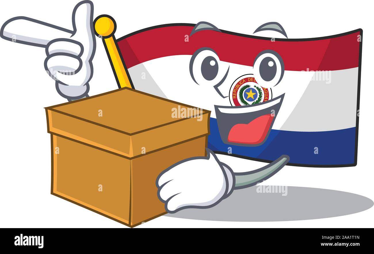 Cartoon flag paraguay isolated in with bring box character Stock Vector