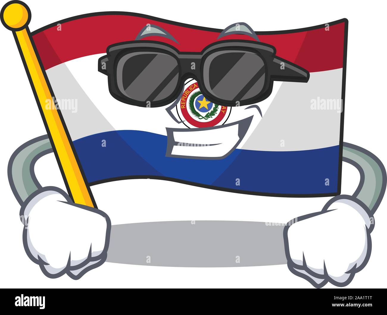 Cartoon flag paraguay isolated in super cool character Stock Vector