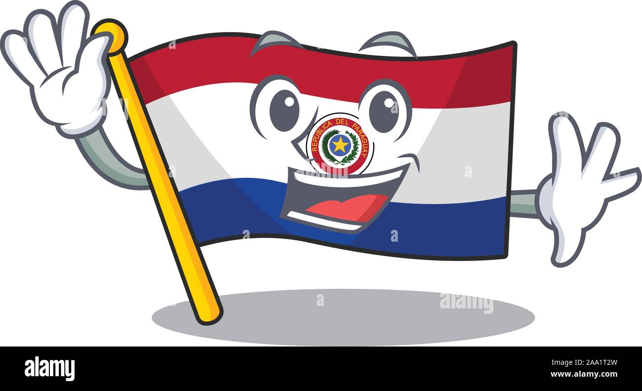 Cartoon flag paraguay isolated in waving character Stock Vector