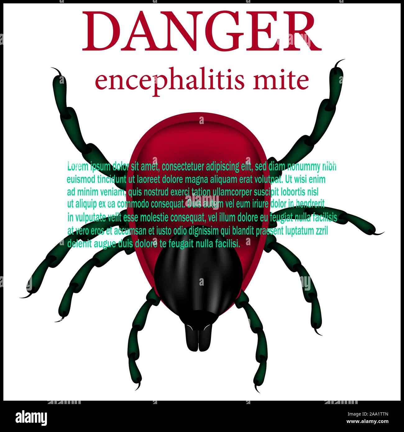 Sign the danger of tick encephalitis. vector illustration on a white background. Stock Vector