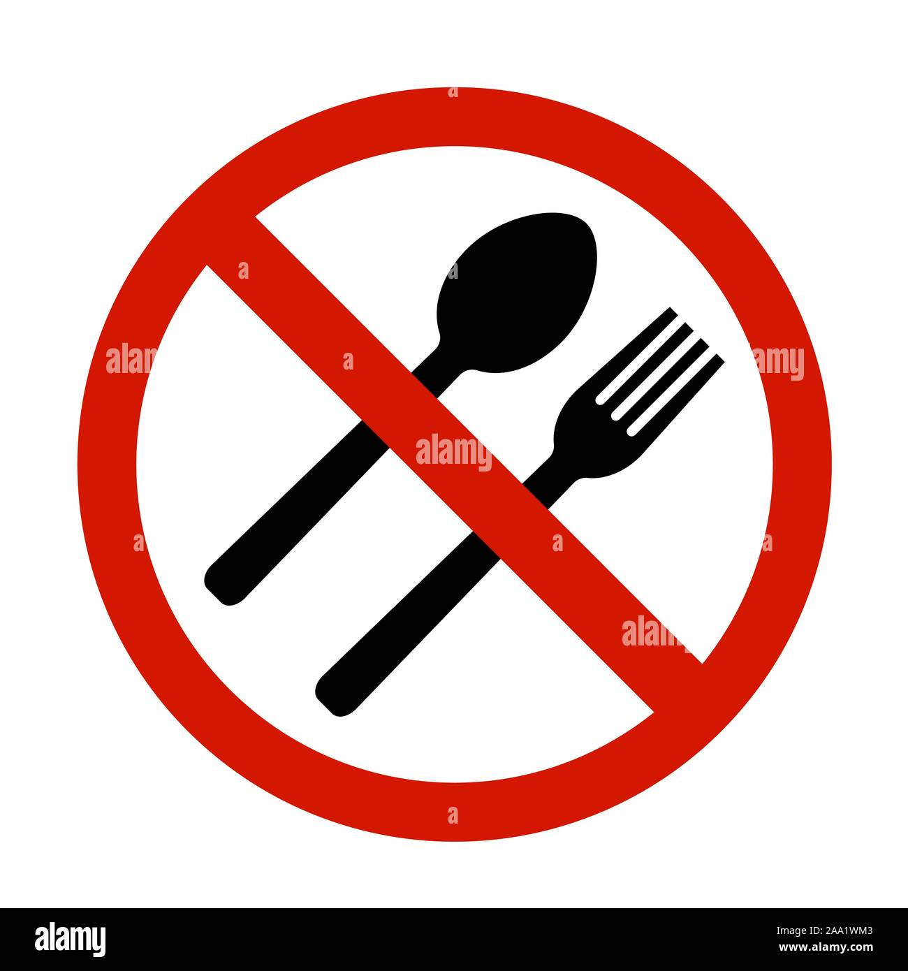 No eating icon in flat style. No food symbol. Stock Vector
