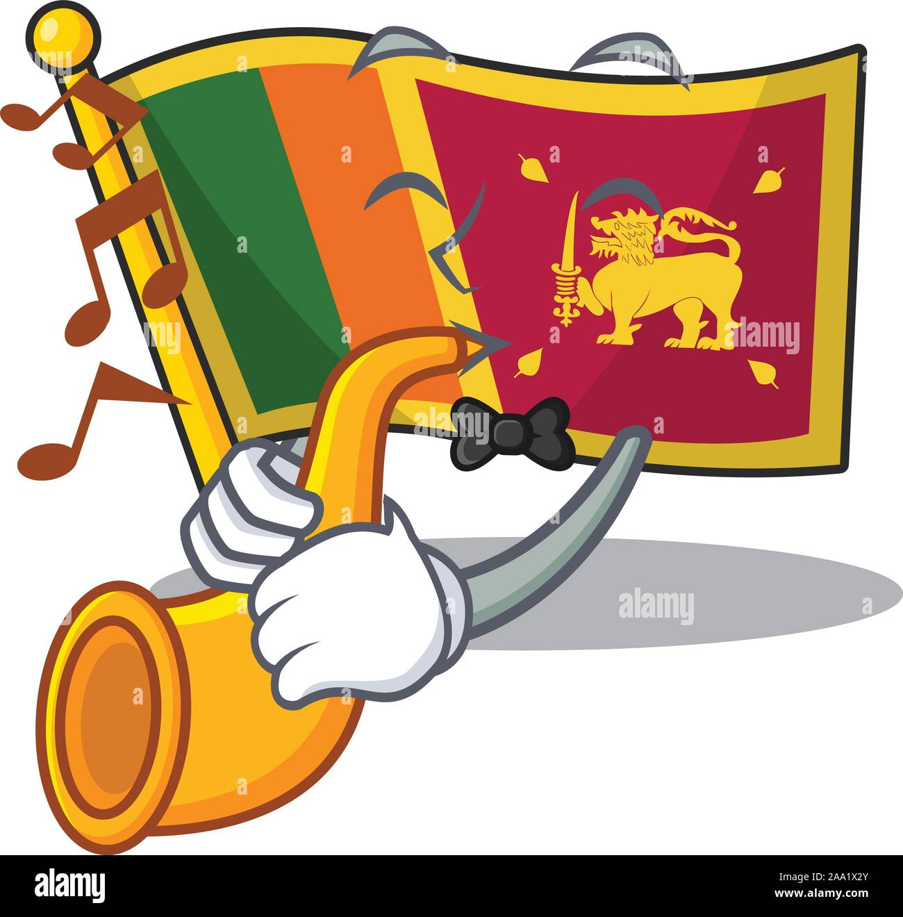 Cartoon flag sri lanka isolated in character with trumpet Stock Vector