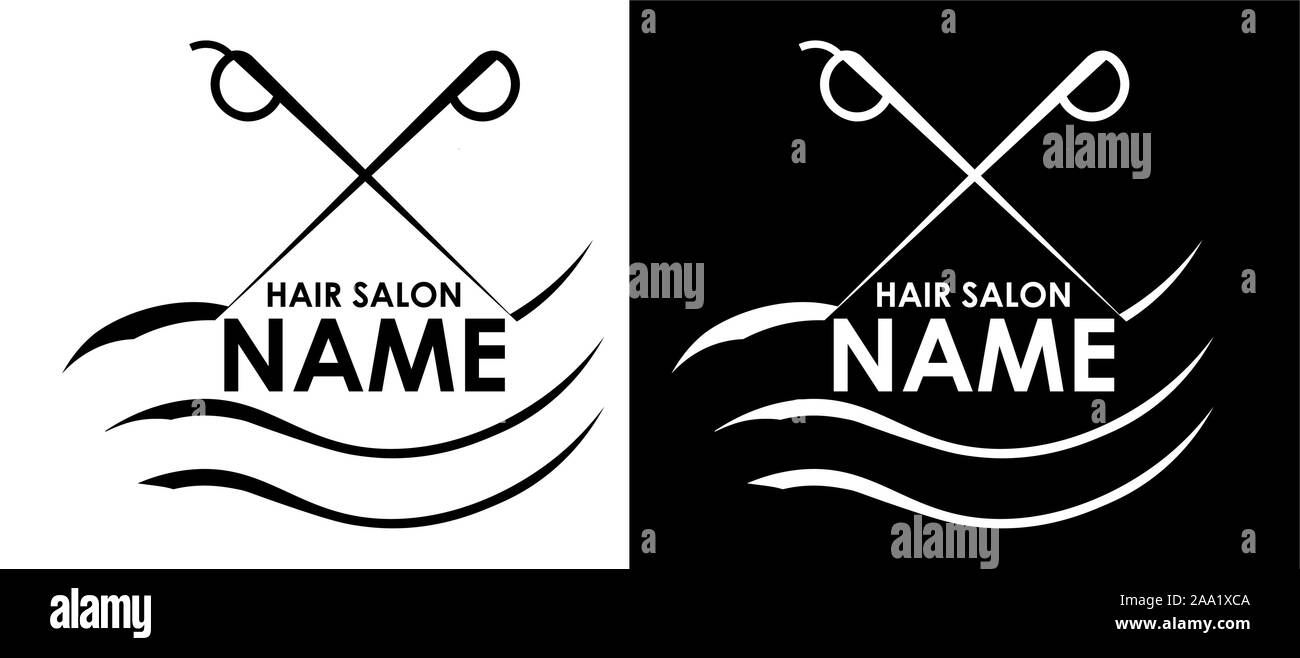 creative minimalistic logo of a hair salon on a black and white