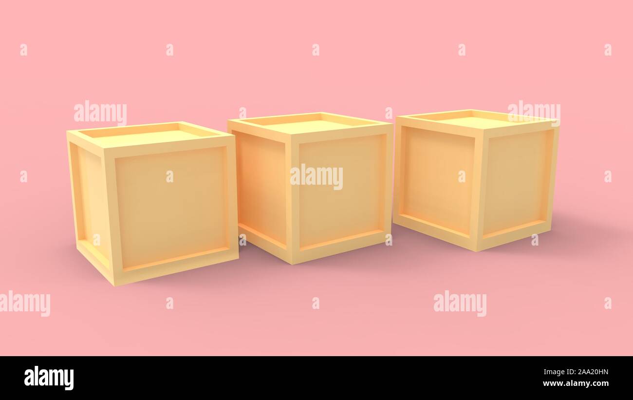 3d rendering of three boxes isolated in a studio background Stock Photo ...
