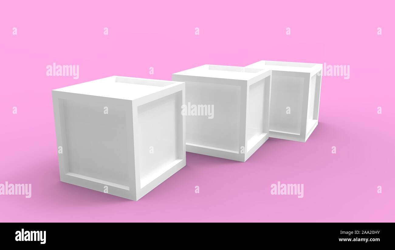 3d rendering of three boxes isolated in a studio background Stock Photo ...